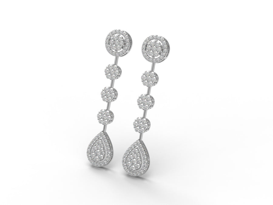 Moissanite Dazzling Cluster Design Earring - Sterling Silver