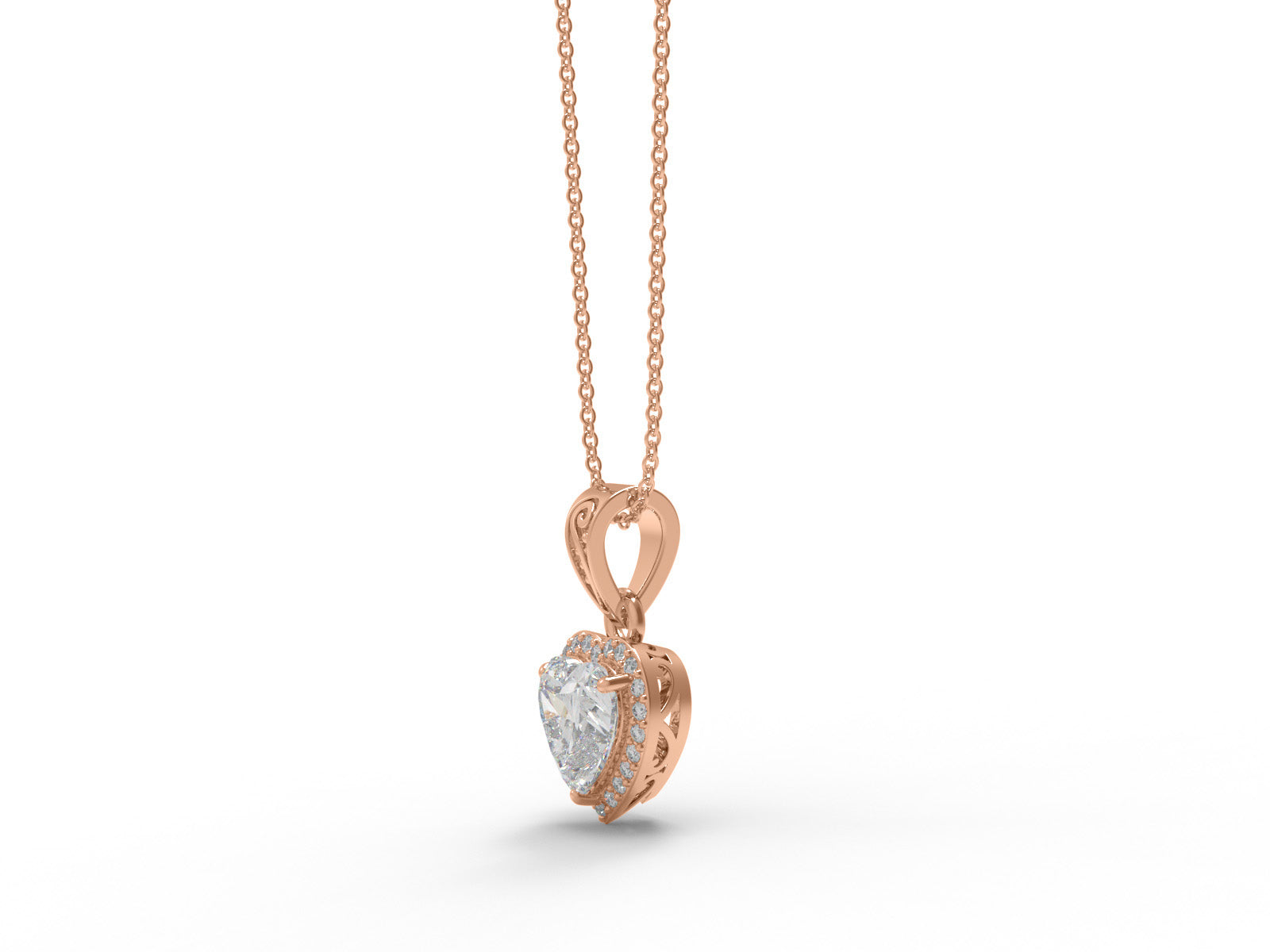 Moissanite Heart Shape Solitaire Halo Necklace