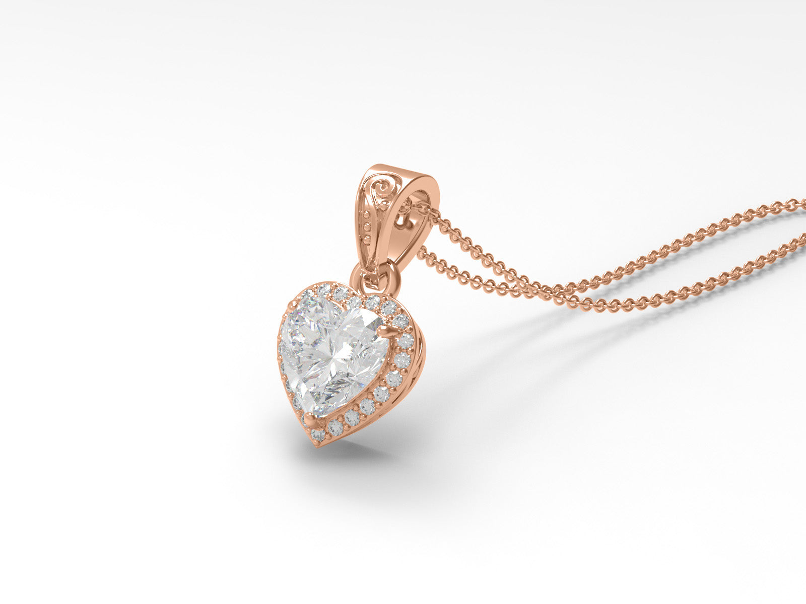 Moissanite Heart Shape Solitaire Halo Necklace