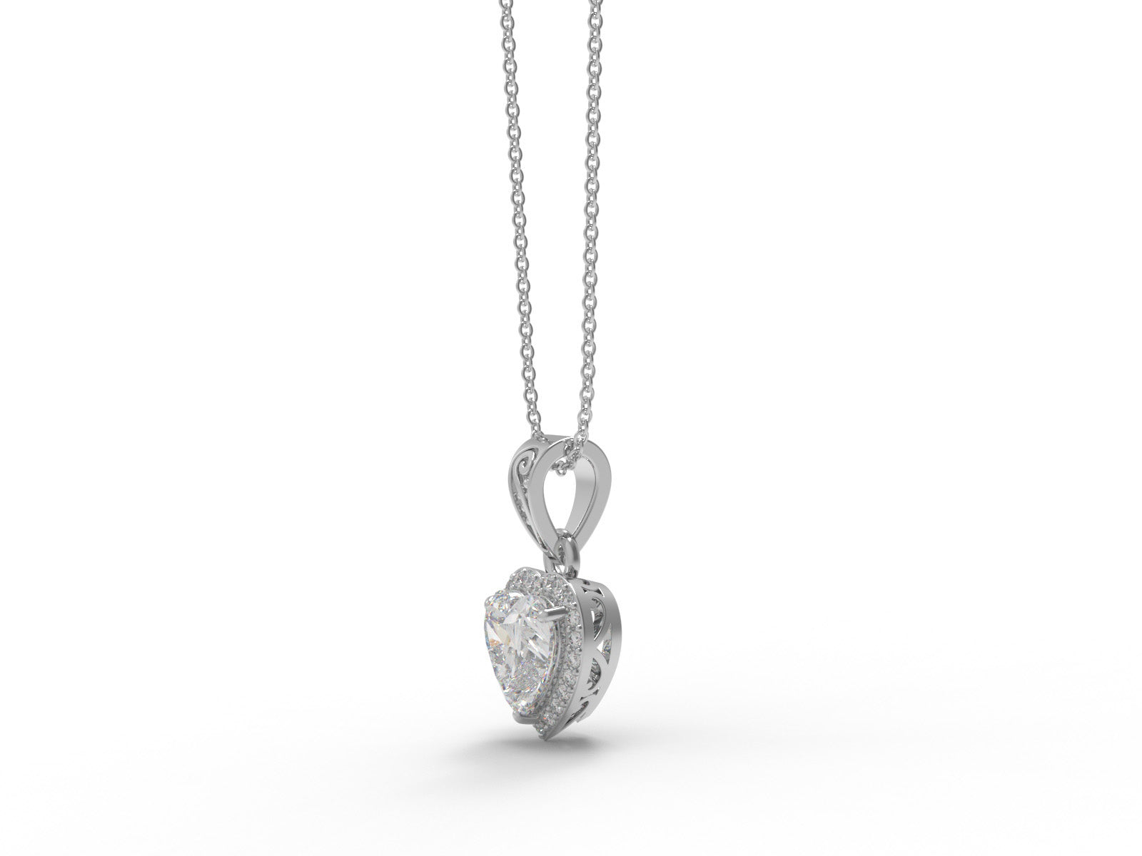 Moissanite Heart Shape Solitaire Halo Necklace