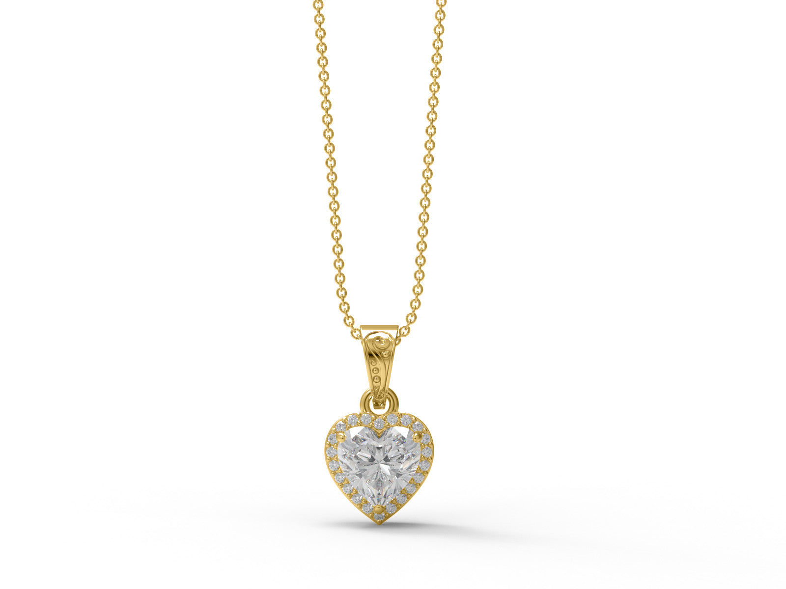 Moissanite Heart Shape Solitaire Halo Necklace