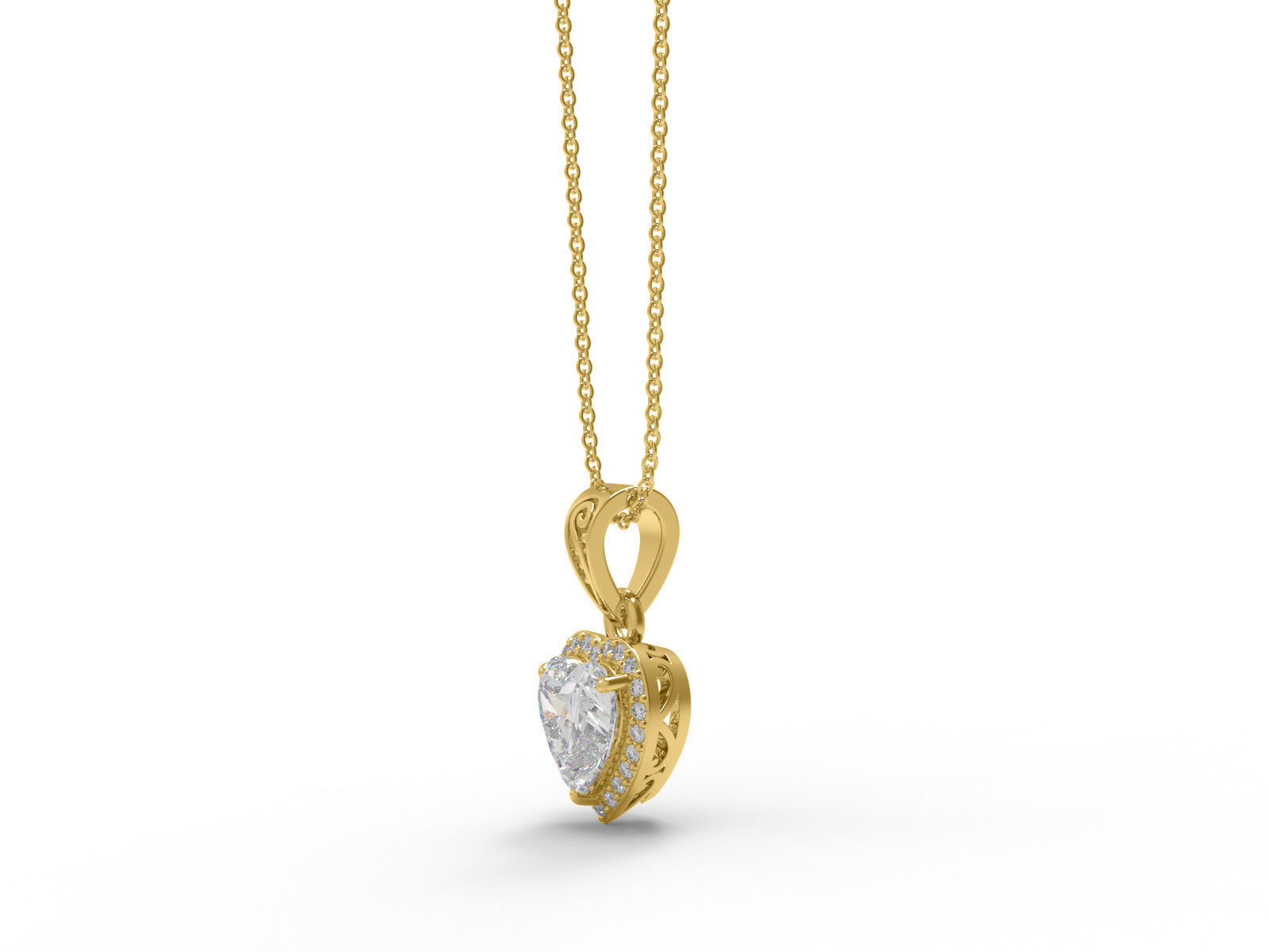 Moissanite Heart Shape Solitaire Halo Necklace