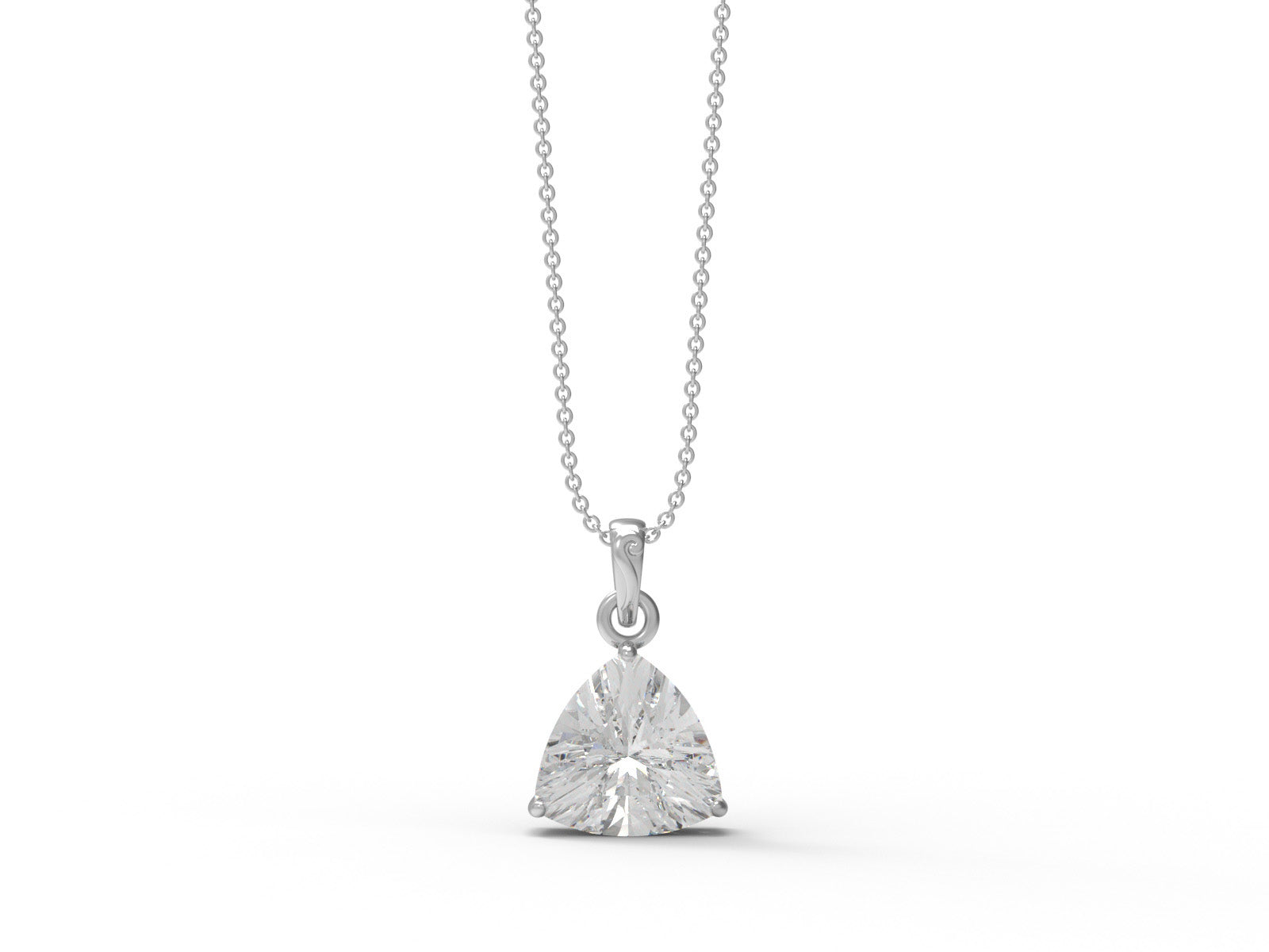 Moissanite Trillion Cut Solitaire Necklace - Sterling Silver