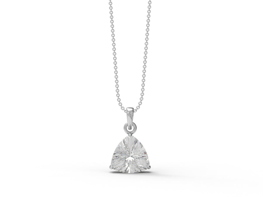 Moissanite Trillion Cut Solitaire Necklace - Sterling Silver