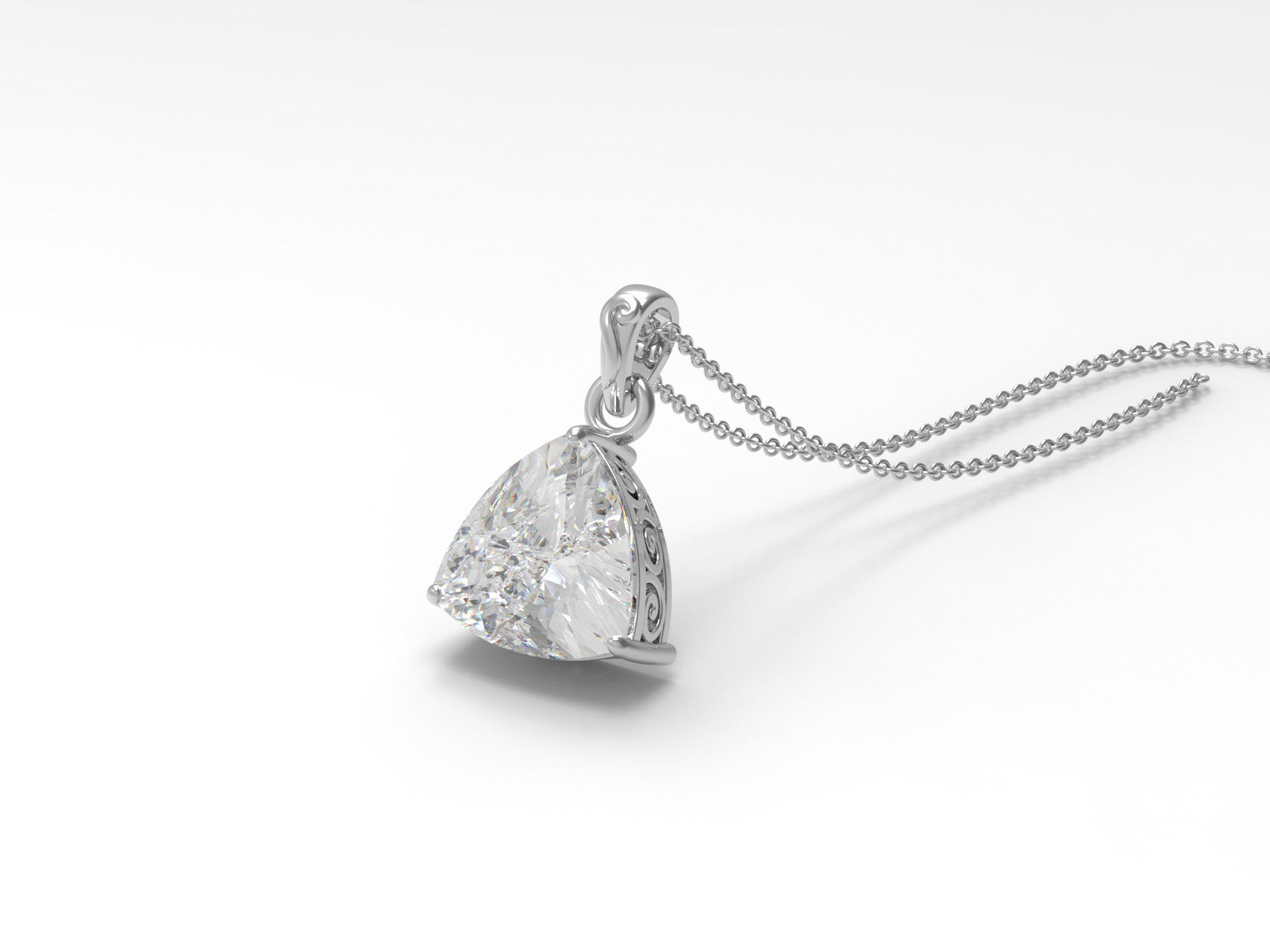 Moissanite Trillion Cut Solitaire Necklace - Sterling Silver