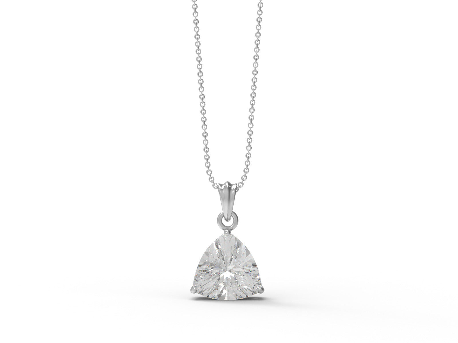 Moissanite Trillion Cut Solitaire Necklace - Sterling Silver