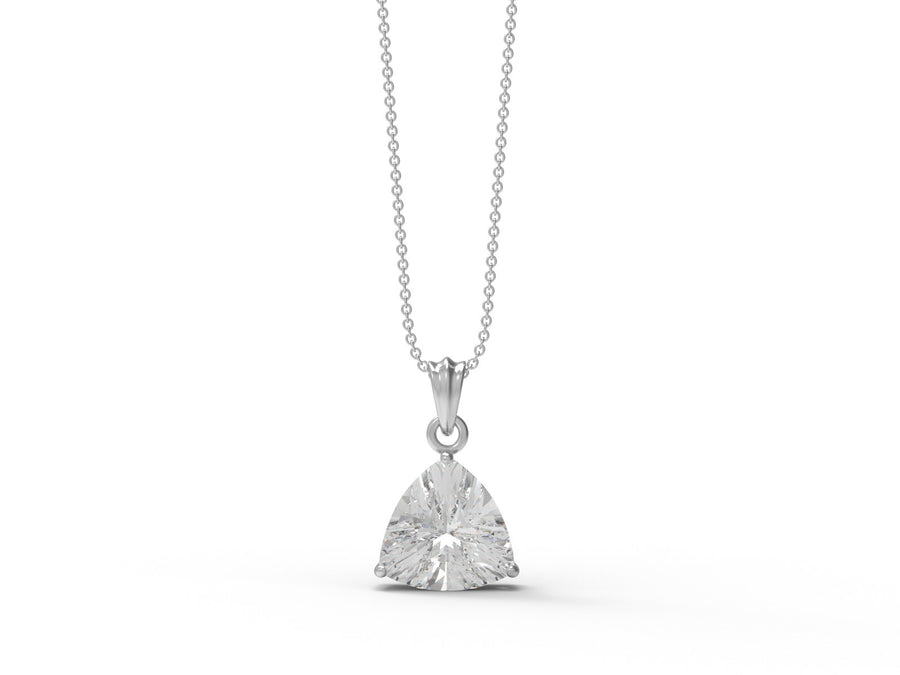 Moissanite Trillion Cut Solitaire Necklace - Sterling Silver