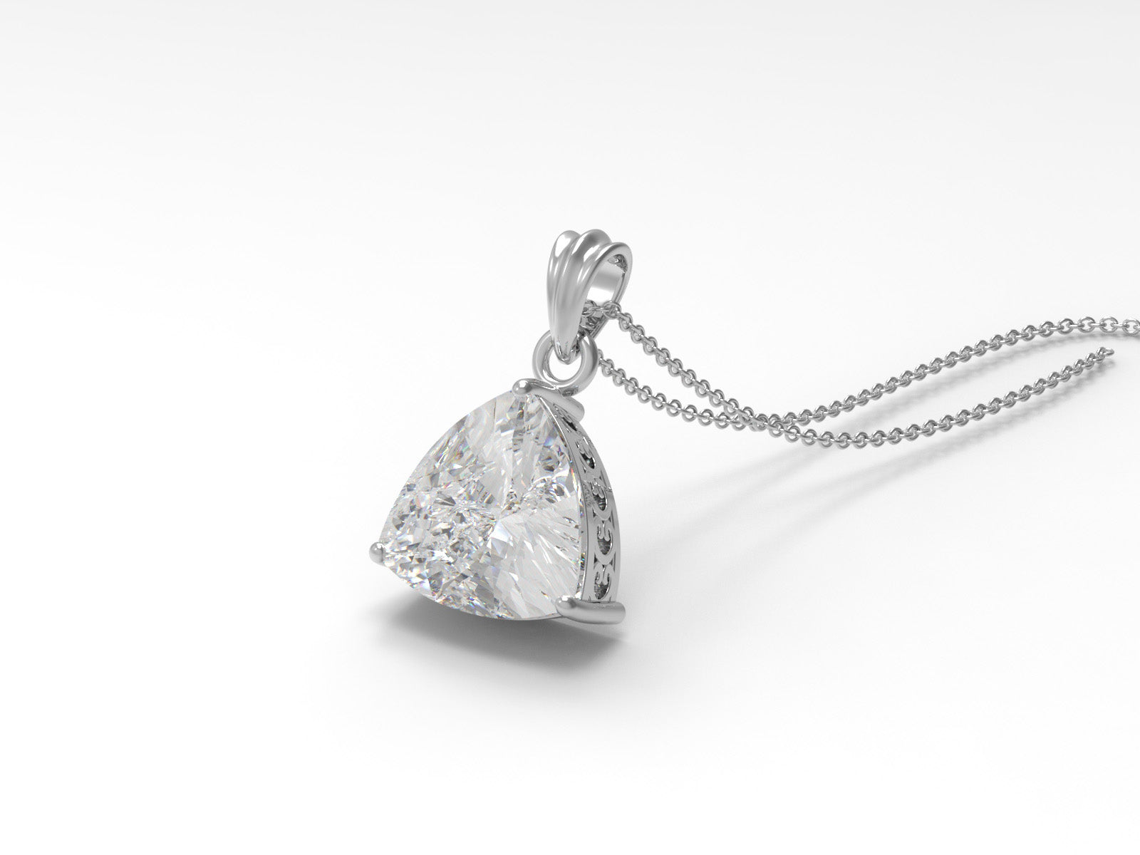 Moissanite Trillion Cut Solitaire Necklace - Sterling Silver