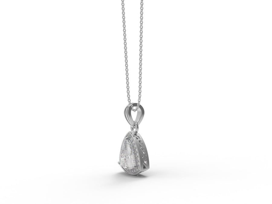 Moissanite Modern Trillion Halo Pendant - Sterling Silver