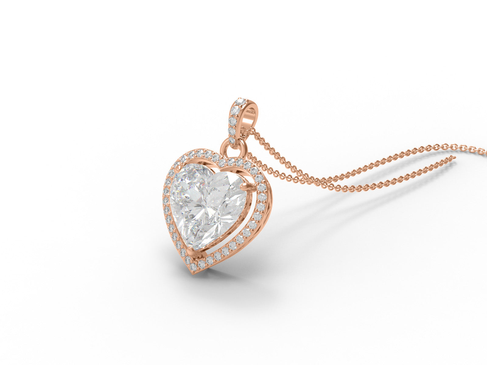 Moissanite Heart-Shaped Halo Pendant - Sterling Silver
