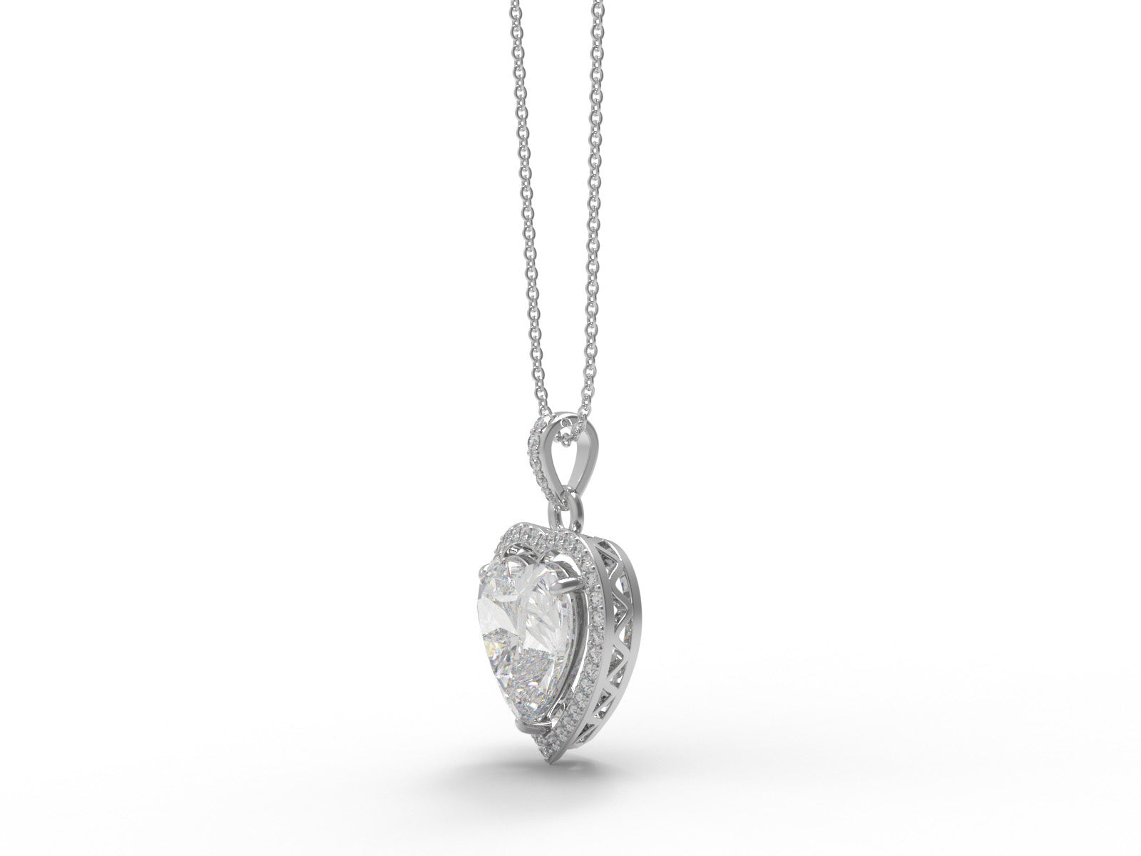 Moissanite Heart-Shaped Halo Pendant - Sterling Silver
