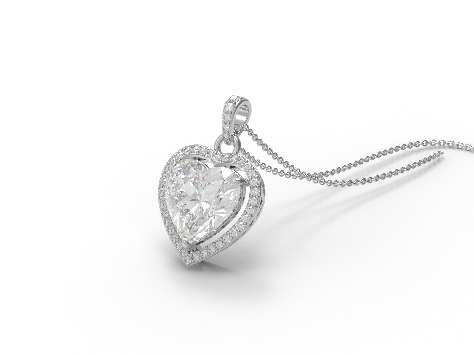 Moissanite Heart-Shaped Halo Pendant - Sterling Silver