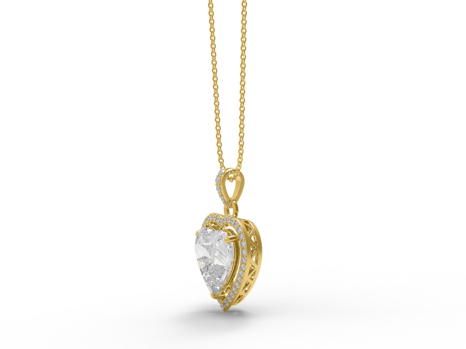 Moissanite Heart-Shaped Halo Pendant - Sterling Silver