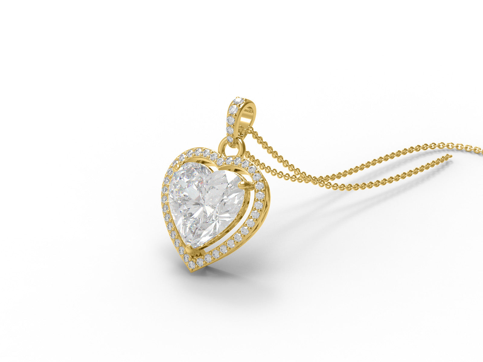 Moissanite Heart-Shaped Halo Pendant - Sterling Silver