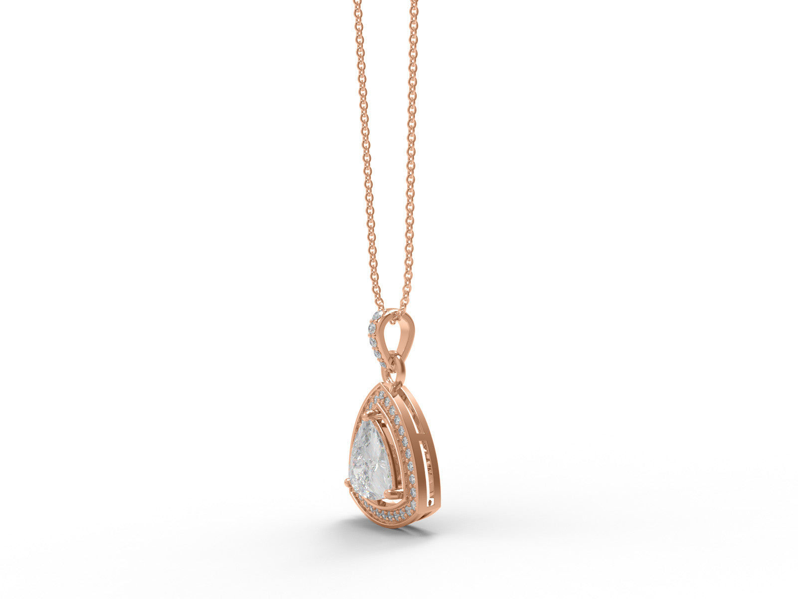 Moissanite  Trillion Cut Halo Pendant - Sterling Silver