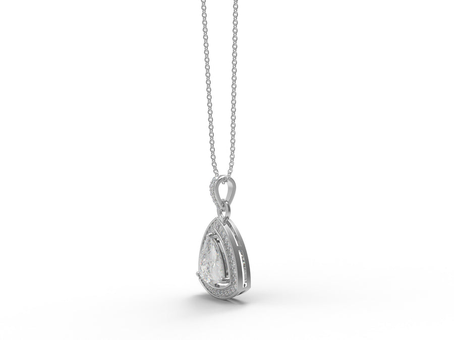Moissanite  Trillion Cut Halo Pendant - Sterling Silver