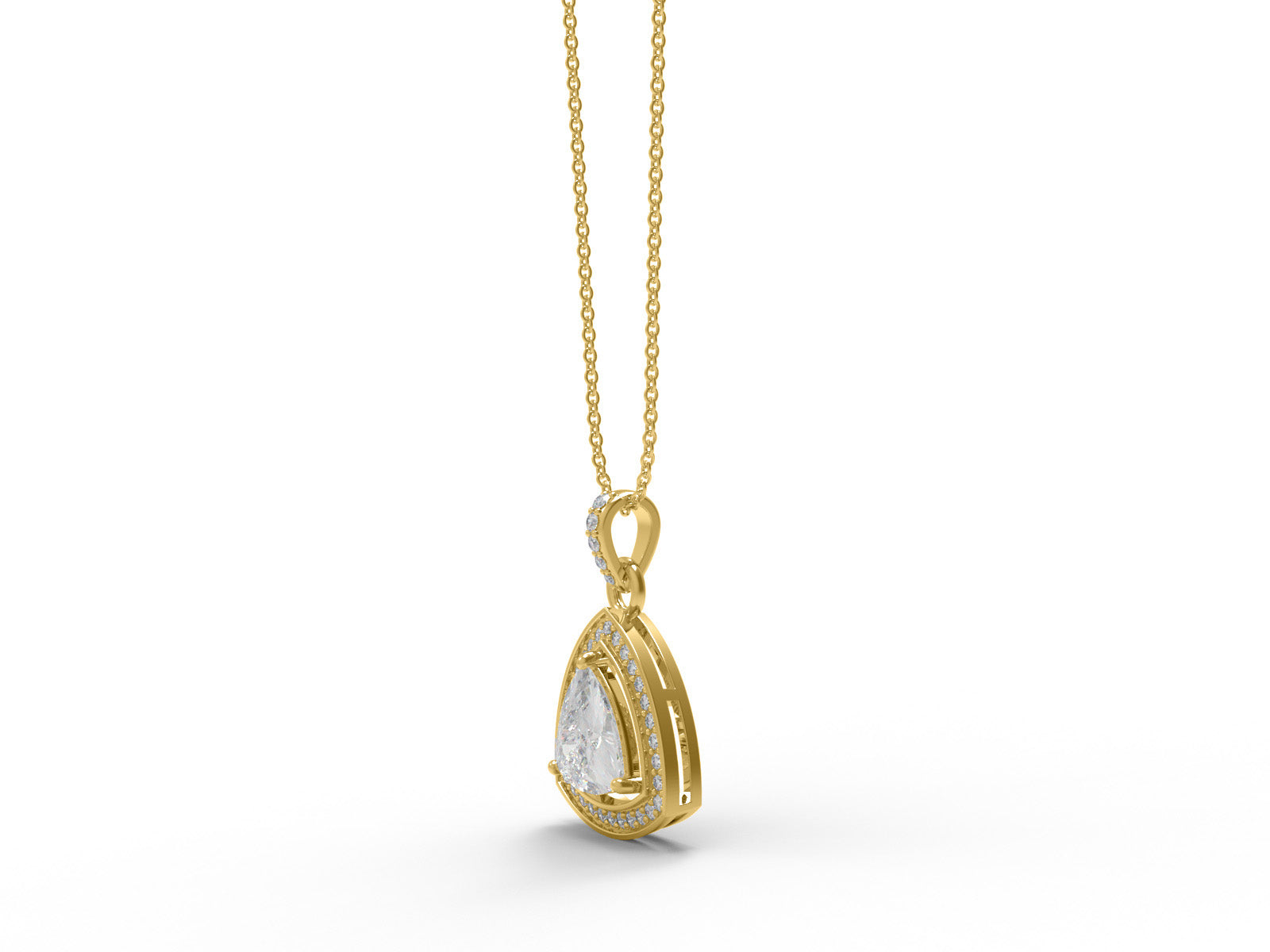 Moissanite  Trillion Cut Halo Pendant - Sterling Silver
