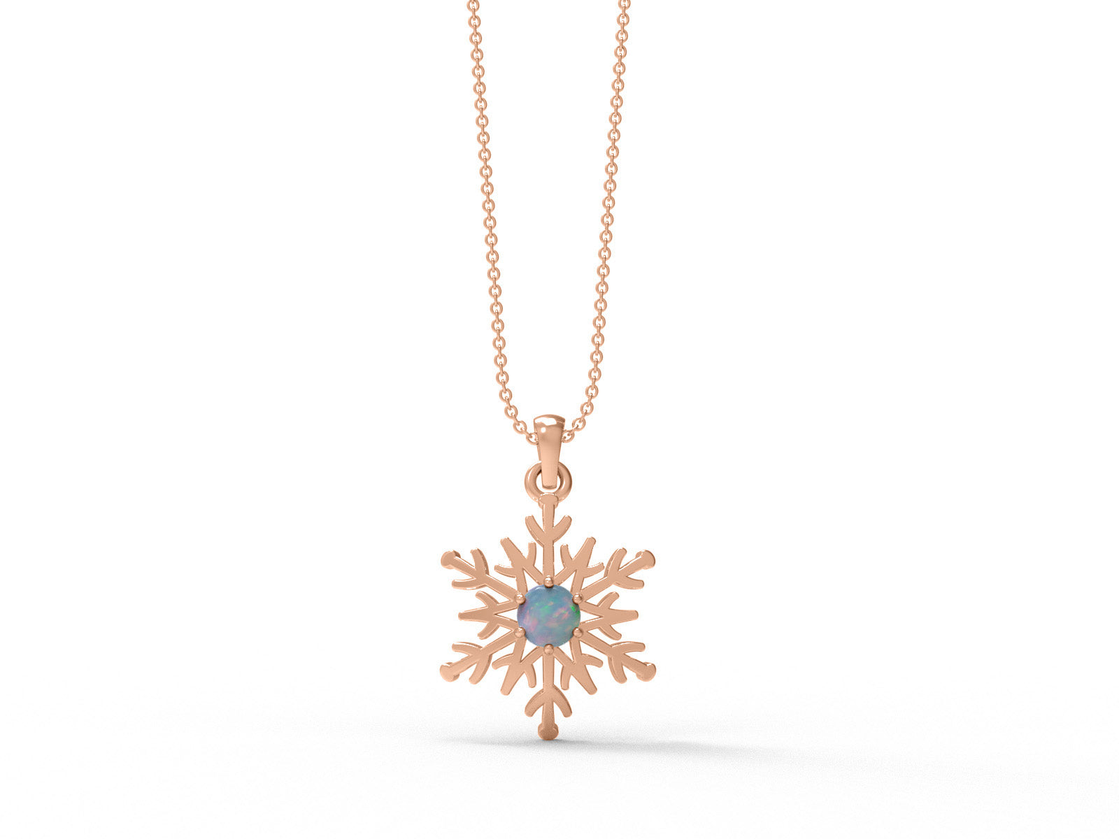 Opal Snowflake Pendant Necklace - Sterling Silver