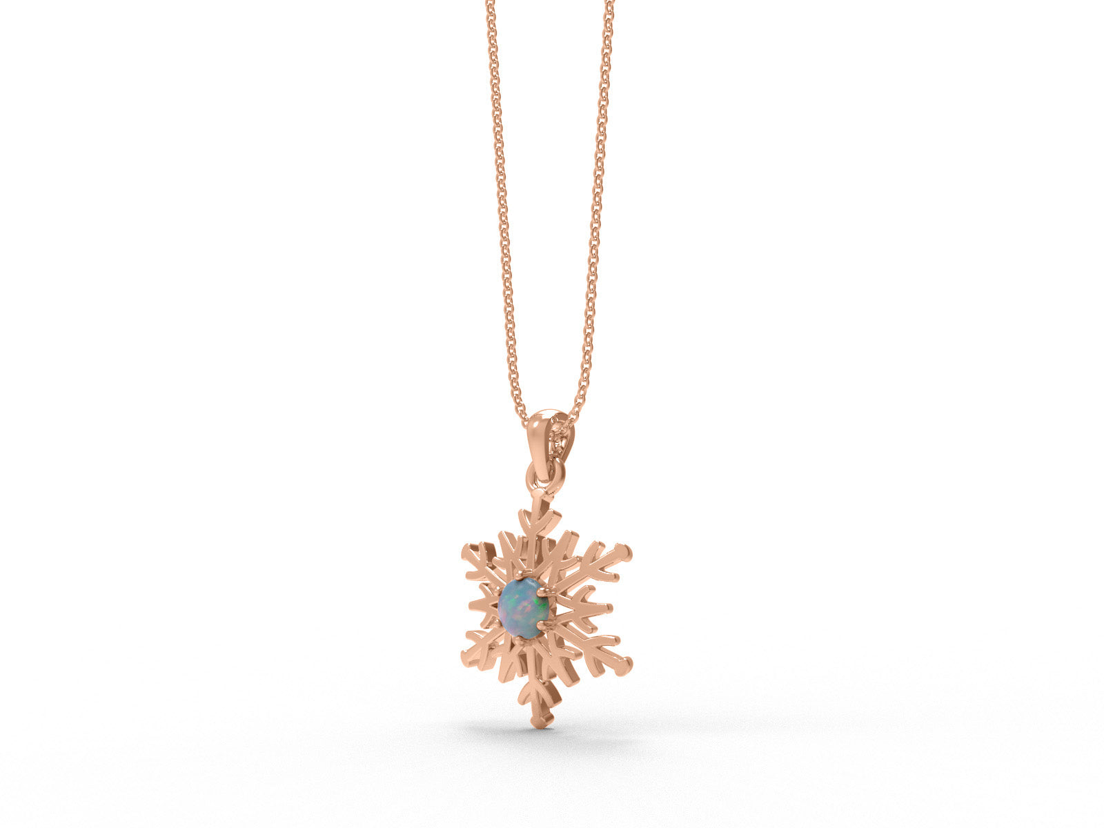 Opal Snowflake Pendant Necklace - Sterling Silver