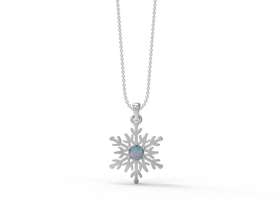Opal Snowflake Pendant Necklace - Sterling Silver