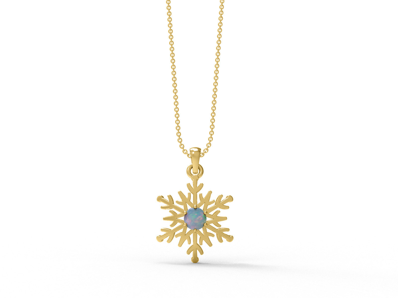 Opal Snowflake Pendant Necklace - Sterling Silver