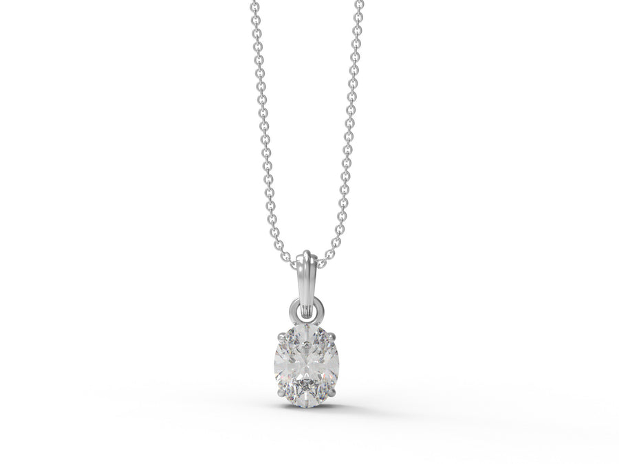 Moissanite Classic Oval Solitaire Pendant - Sterling Silver