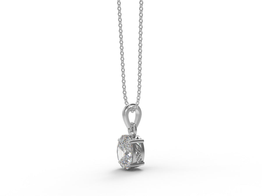 Moissanite Classic Oval Solitaire Pendant - Sterling Silver