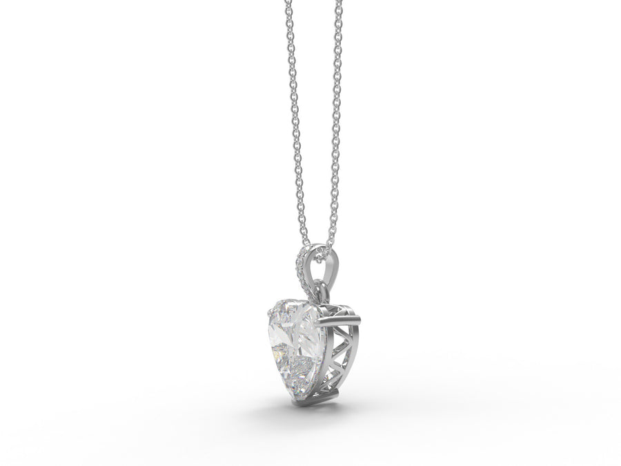 Moissanite Heart Solitaire Pendant Necklace - Sterling Silver