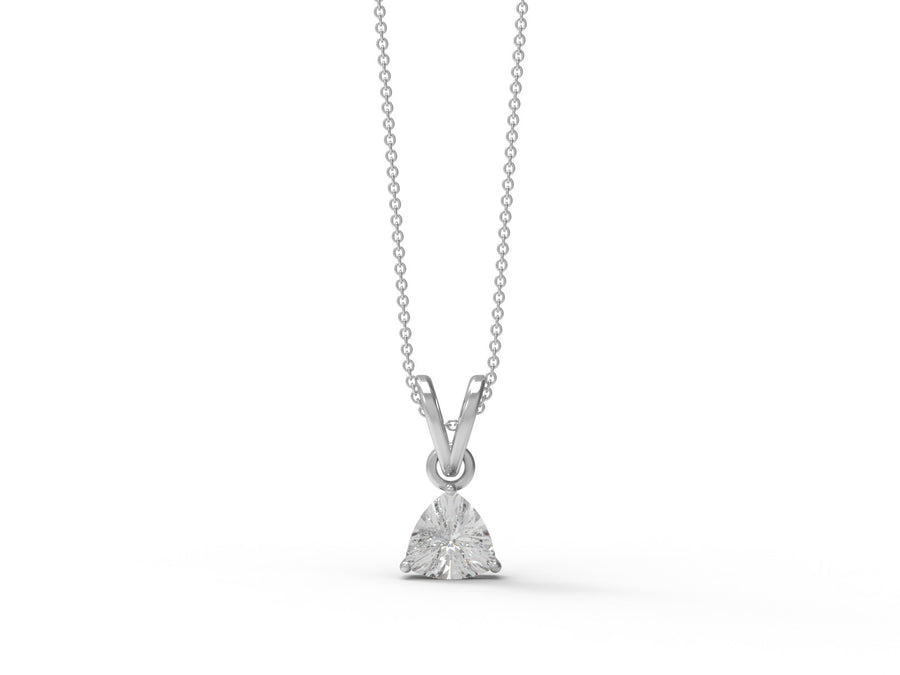 Moissanite Trillion Solitaire Pendant Necklace - Sterling Silver