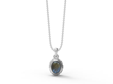 8X6MM Oval Labradorite Gemstone 925 Sterling Silver Solitaire Women Necklace