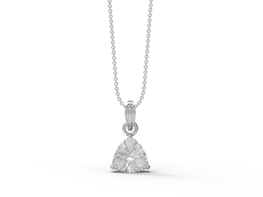 Moissanite Elegant Trillion Drop Necklace - Sterling Silver