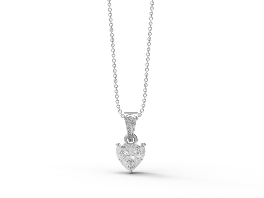 Moissanite 8 MM Heart Solitaire Pendant - Sterling Silver