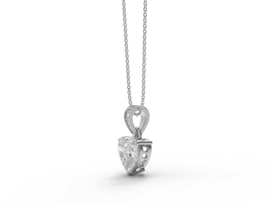 Moissanite Heart Shape Solitaire Necklace - Sterling Silver