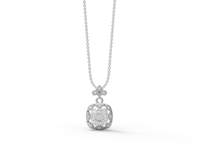 7MM Cushion Moissanite 925 Sterling Silver Solitaire Halo Classic Women Necklace