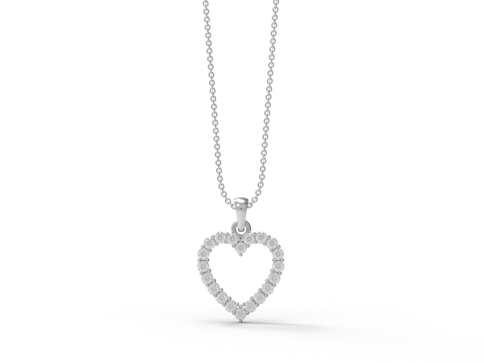 Moissanite Heart Necklace - Sterling Silver