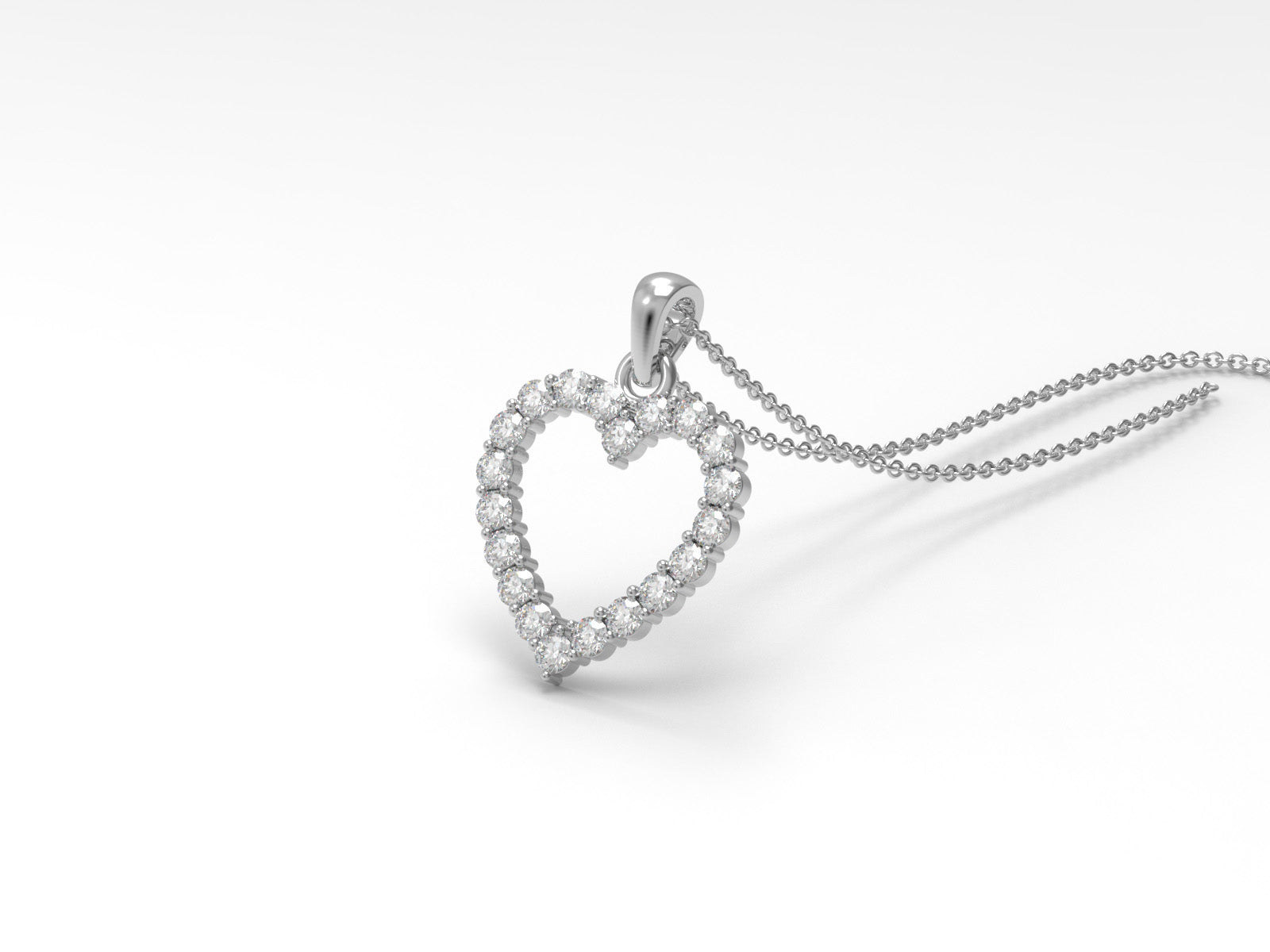 Moissanite Heart Necklace - Sterling Silver