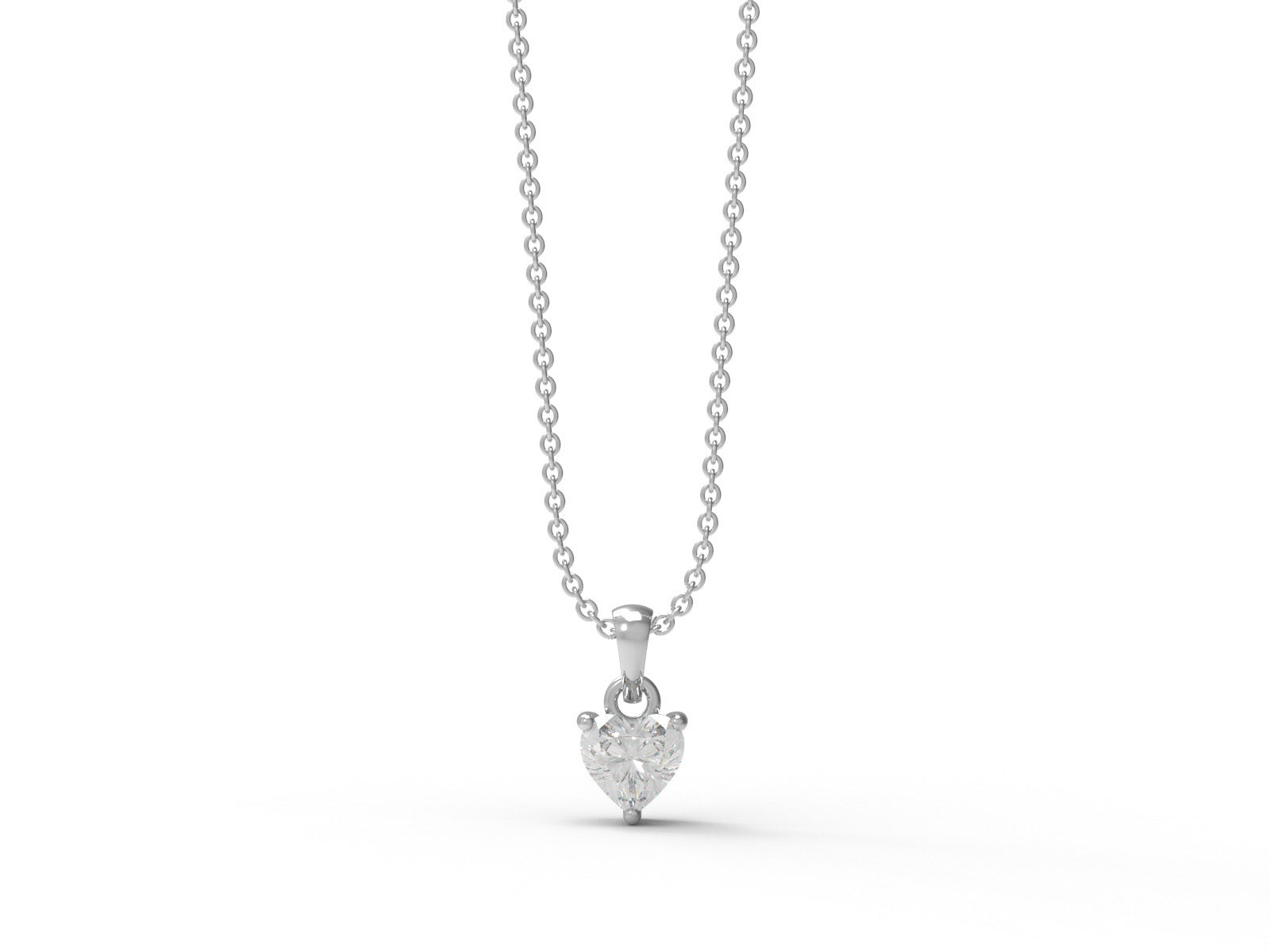 Moissanite Heart Solitaire Nacklace - Sterling Silver