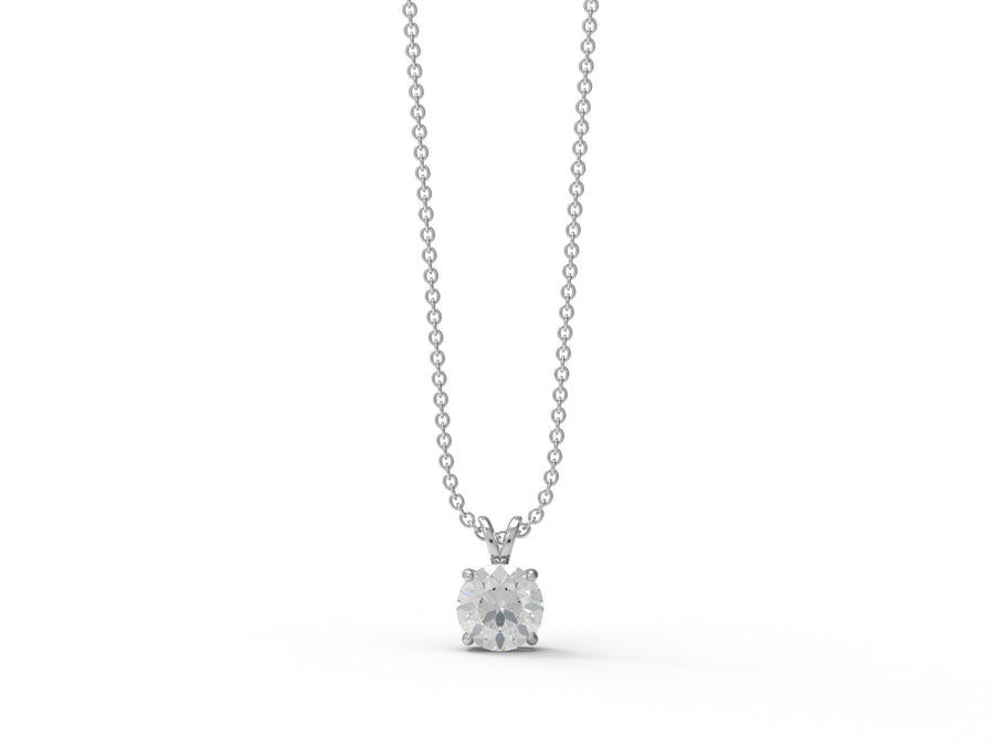 Moissanite Round Solitaire Necklace – Sterling Silver