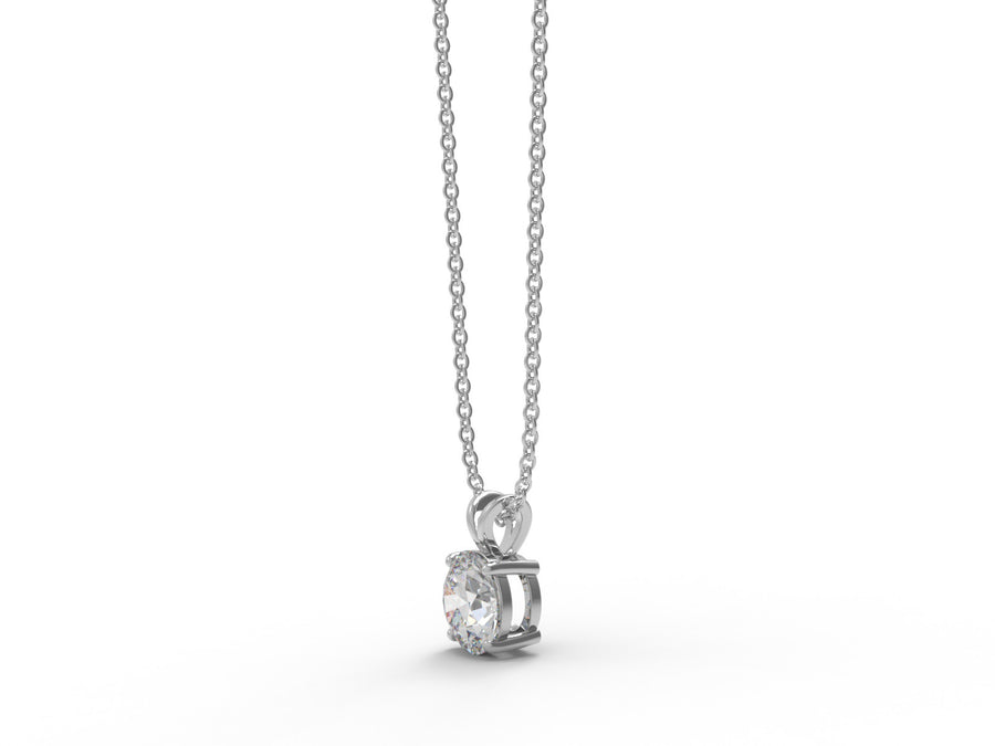 Moissanite Round Solitaire Necklace – Sterling Silver