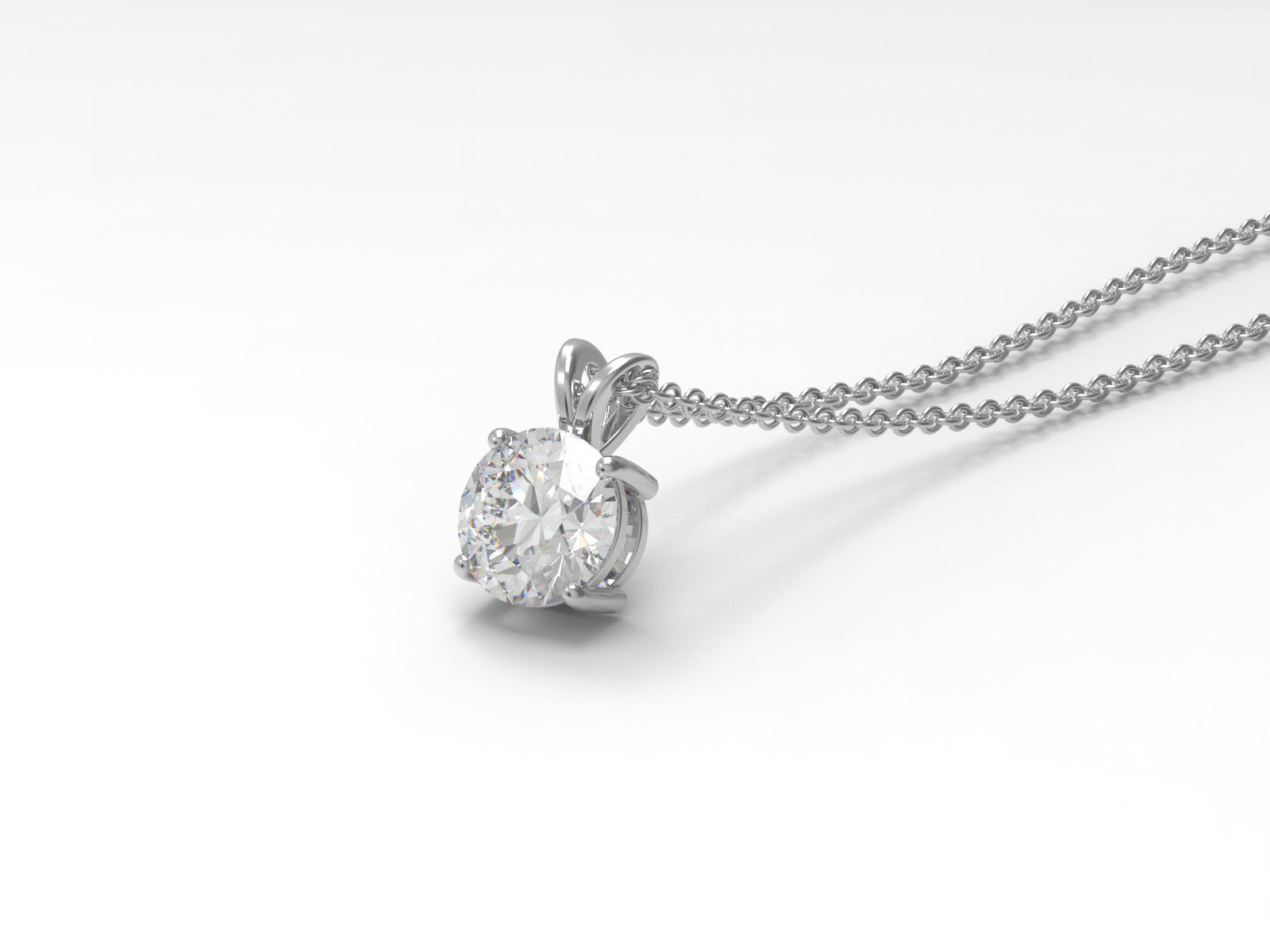 Moissanite Round Solitaire Necklace – Sterling Silver