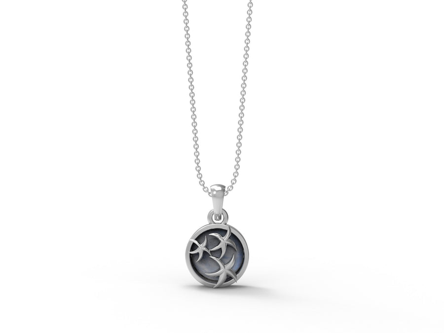 Moonstone Celestial Charm Necklace-Sterling Silver