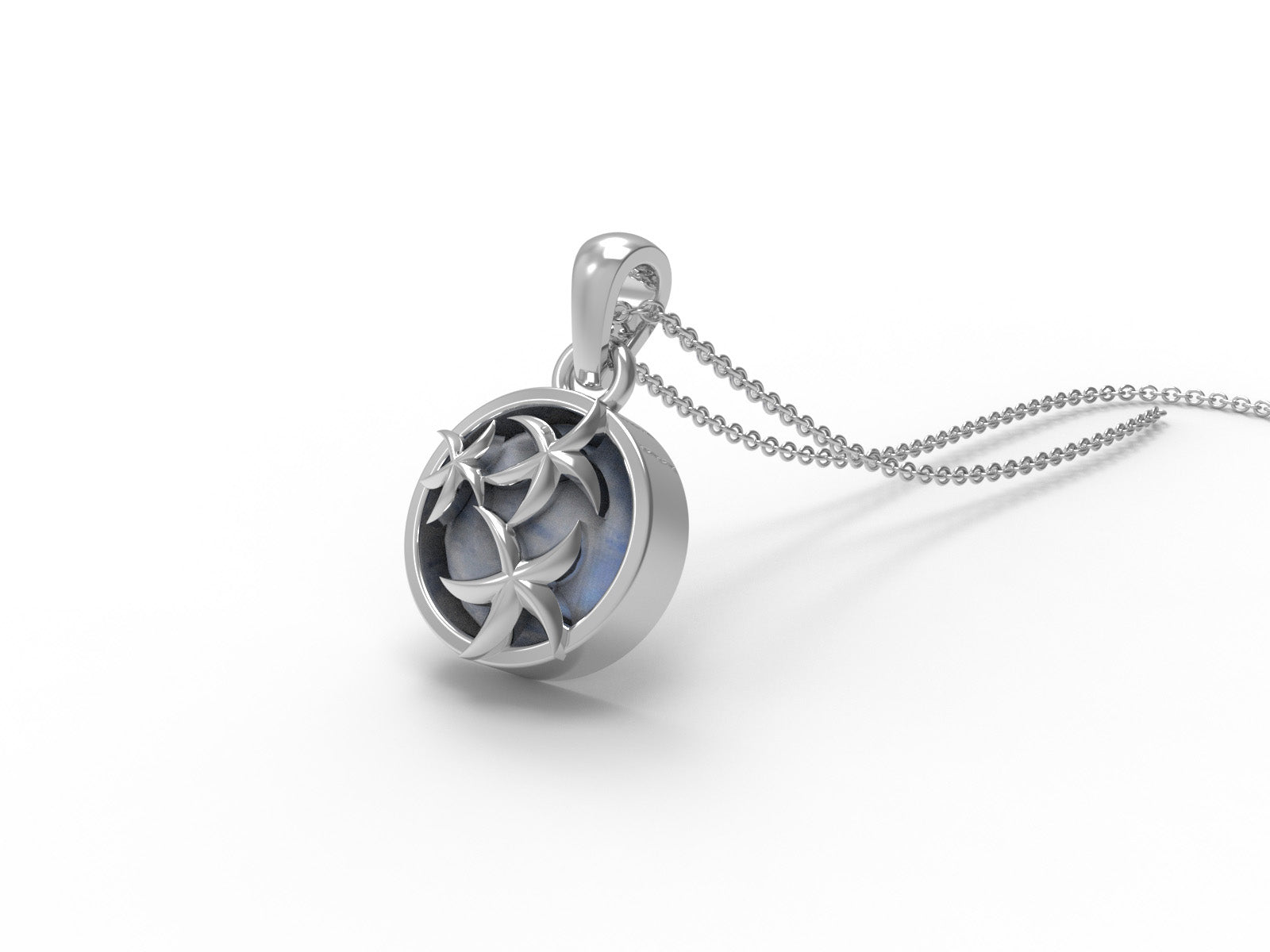 Moonstone Celestial Charm Necklace-Sterling Silver