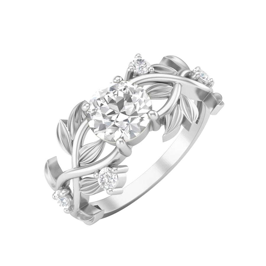 Moissanite Leaf Vine Inspired Ring – Sterling Silver
