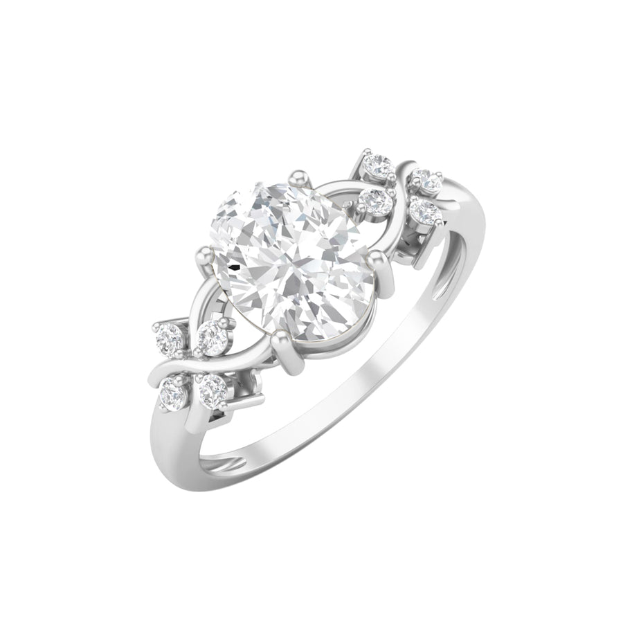 Moissanite Floral Vine Accent Ring Sterling Silver