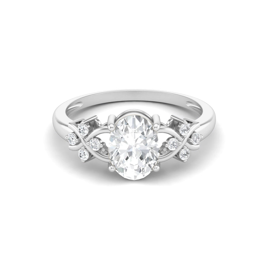 Moissanite Floral Vine Accent Ring Sterling Silver