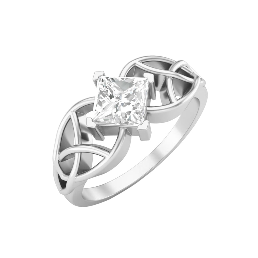 Moissanite Celtic Knot Design Ring – Sterling Silver