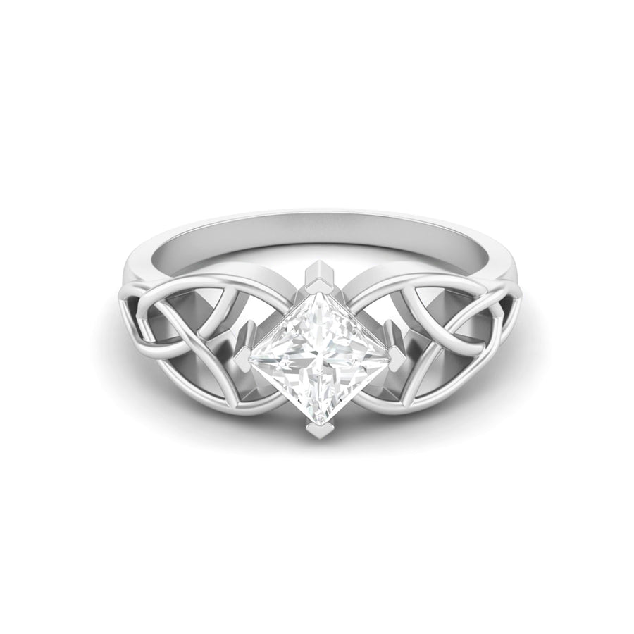 Moissanite Celtic Knot Design Ring – Sterling Silver