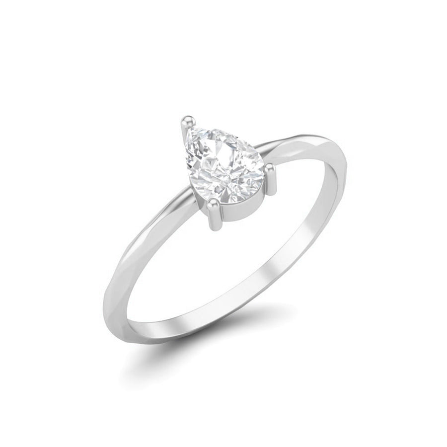 Moissanite Minimal Solitaire Band Ring – Sterling Silver