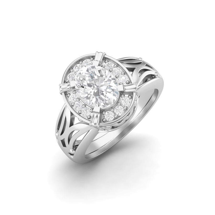 Oval-Cut Moissanite Filigree Ring – Sterling Silver