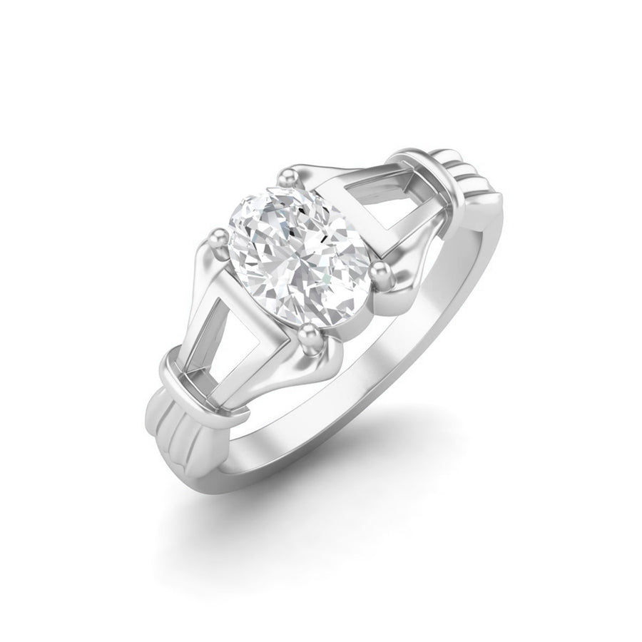 Moissanite Art Deco-Inspired Geometric Ring – Sterling Silver